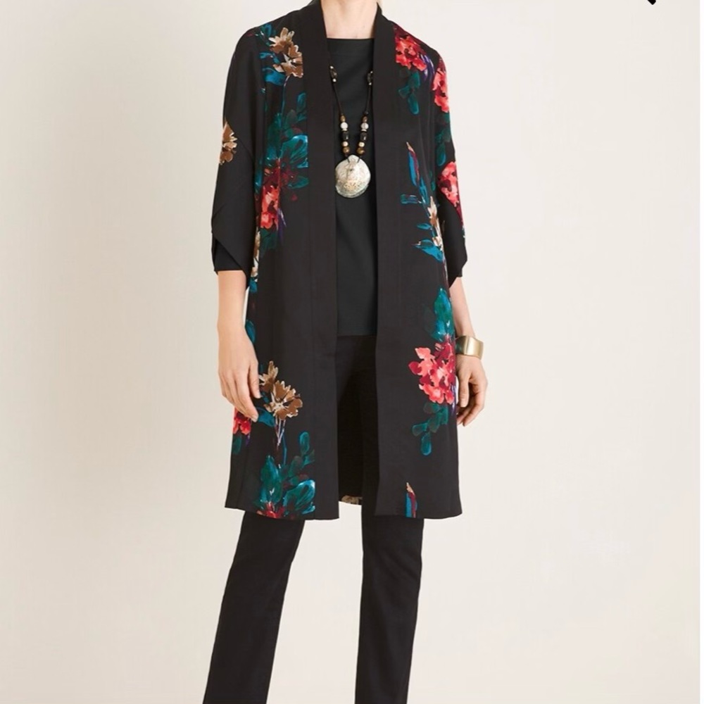 NWT Chico’s Floral Print Tulip Sleeve Duster